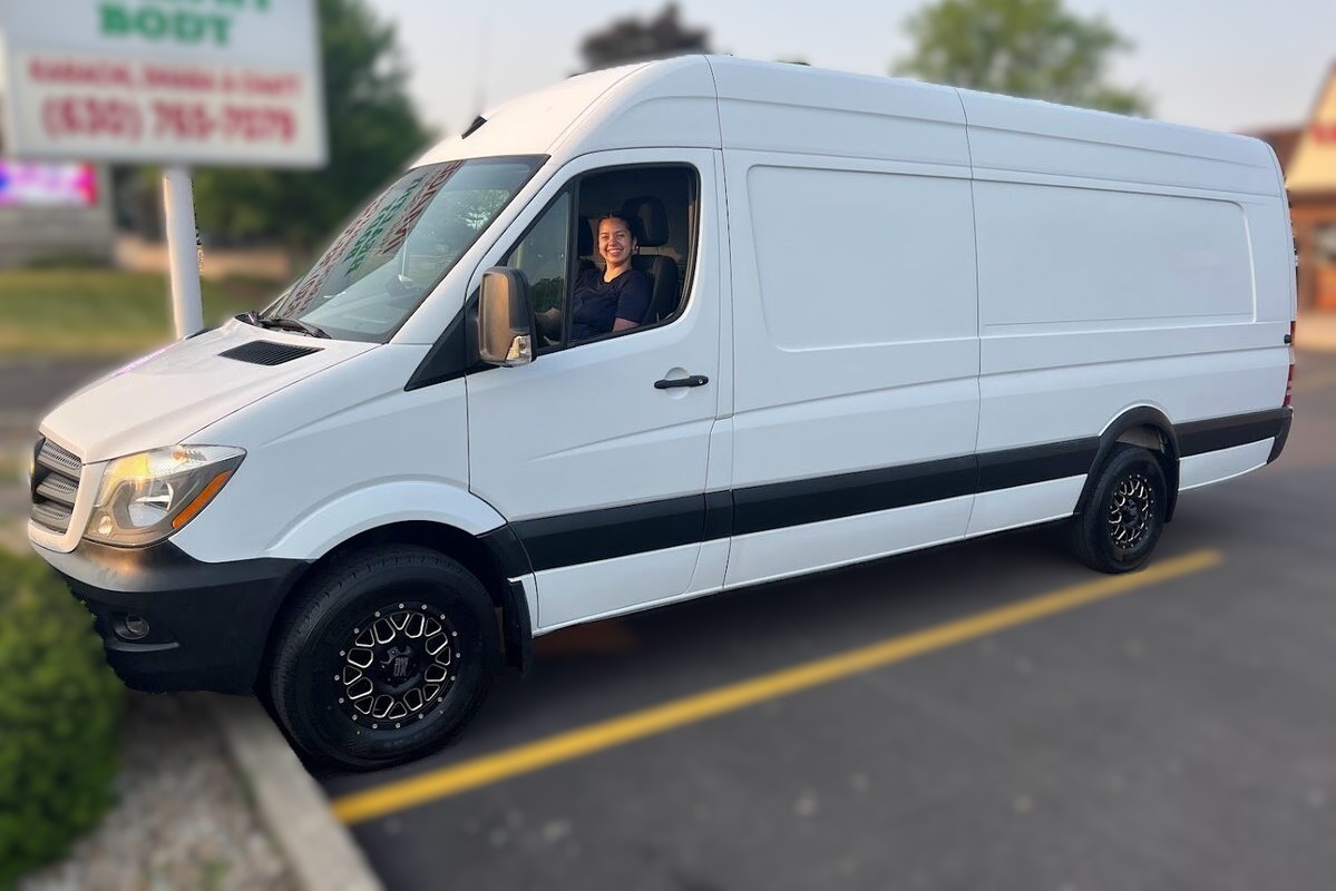 White Lapz Express sprinter van parked and ready for deliveries